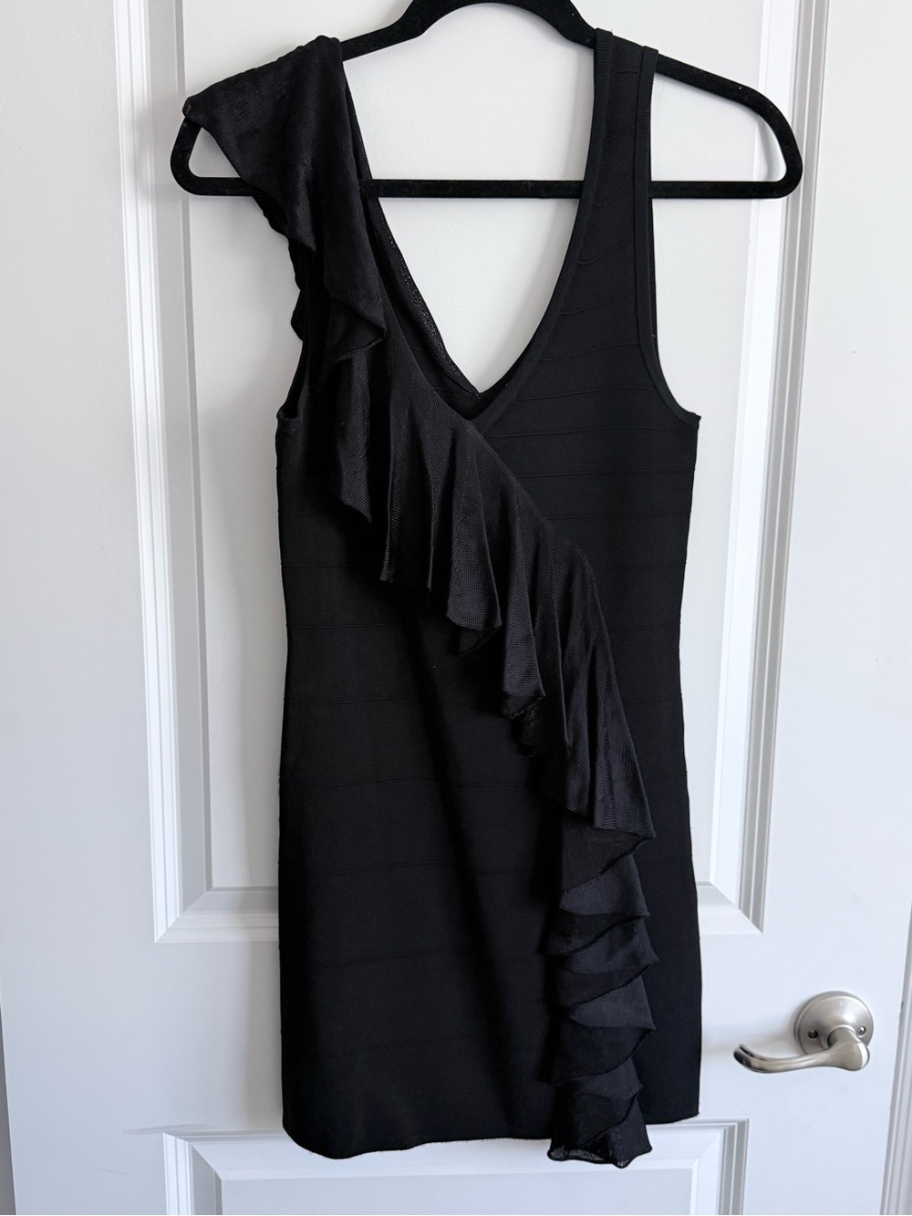 Arden B Black One-Shoulder Ruffle Bodycon Dress